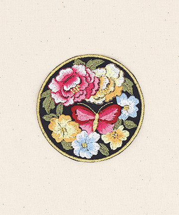 41-424 한복용 원형 자수장식 꽃과 나비_(대) 네이비