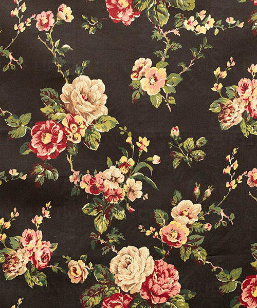 30-164 유와 코튼셔팅 스즈코코세키 노스탤직 플라워_블랙