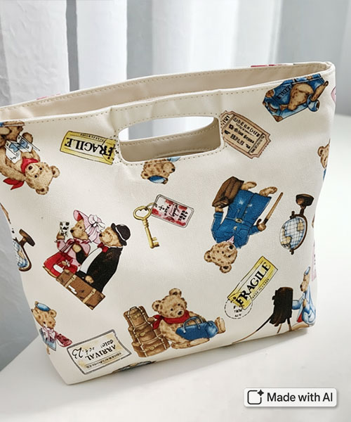 30-674 수입원단 코튼 옥스퍼드 애니멀라이프 젠틀베어_화이트