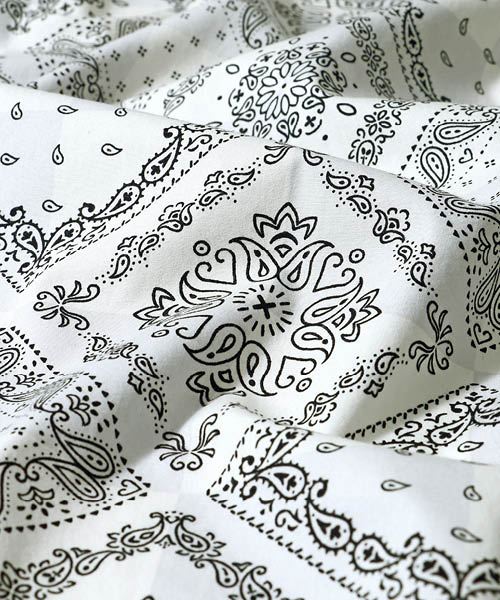 32-188 수입원단 코튼 셔팅 체커 반다나 페이즐리_화이트