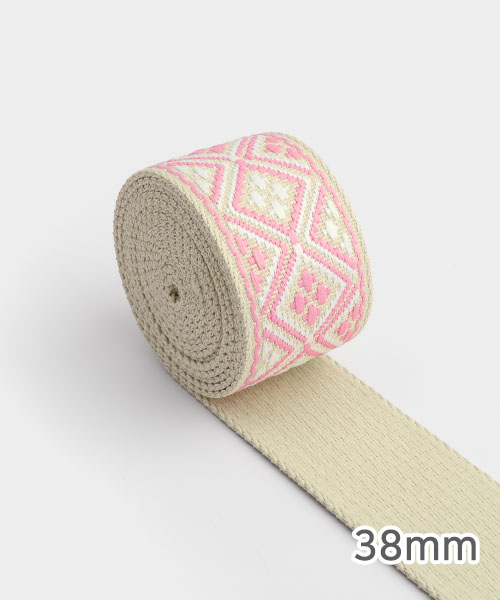 72-884 마름모 가방끈 38mm_핑크&화이트 72-884 마름모 가방끈 38mm_핑크&화이트
